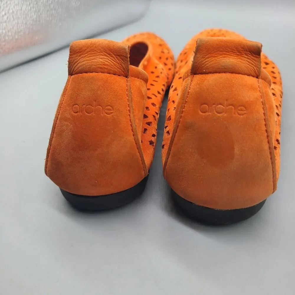 Arche Lilly Ballerina Nubuck ballet Flats orange cut-outs Eur 42  US 11 France - Picture 6 of 13